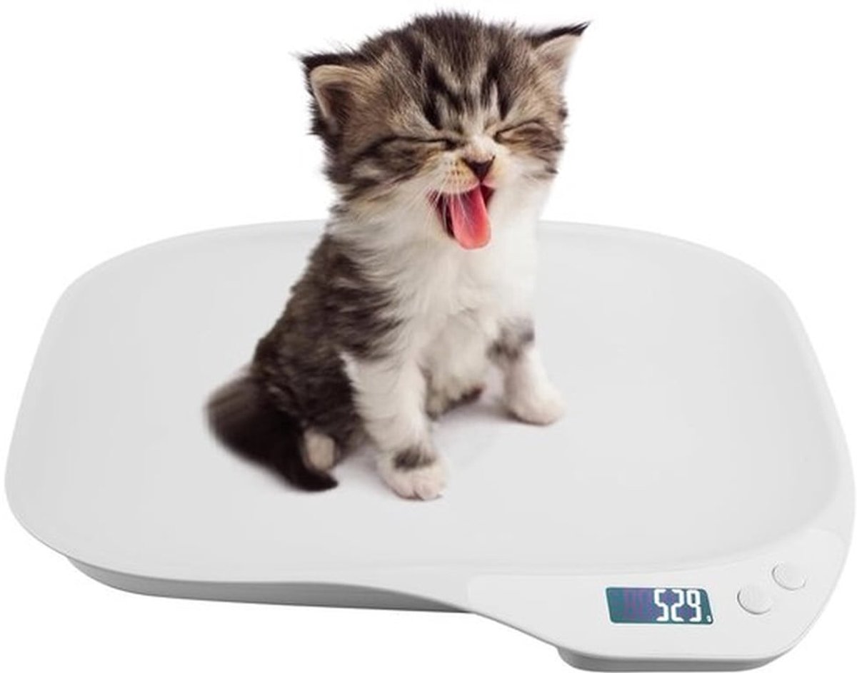 Dierenweegschaal voor kleine huisdieren - 15 kg (± 1 g) - Honden- en Kattenweegschaal met 4 weegmodi (kg/oz/lb/ml) - Ideaal voor kittens, puppies, hamsters