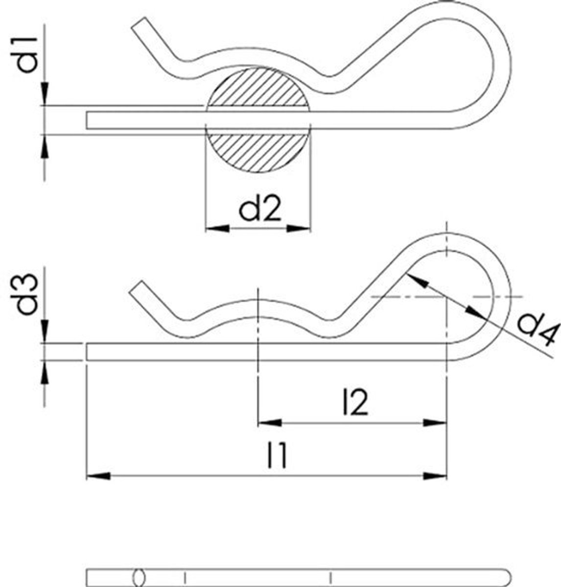 Veerstekker 6 mm x 105 mm - Galvanisch Verzinkt - Eenvoudige Veersplint