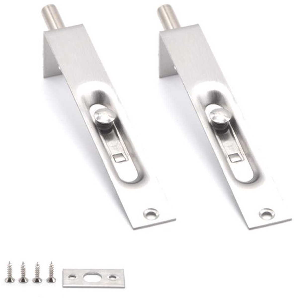 RVS Deurpoort Flush Bolt Latch Hefboom Actie Flush Slide Lock Schroef voor Primaire Secundaire Deuren, Dubbel Open (15 cm/Pakket van 2)