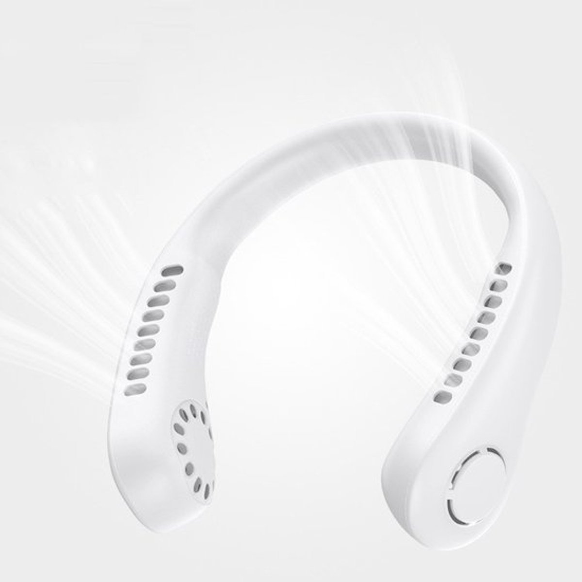 Draagbare, bladloze nekventilator - 1200 mAh slimme, stille ventilator - IJskeramische warmteafvoer - Stille nekventilator - Voor mannen en vrouwen - Kantoor- en buitenactiviteiten (wit)