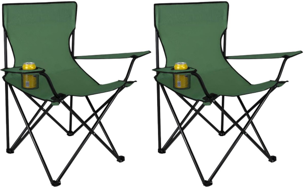 Trizand opvouwbare stoel - 2x - groen - 80 x 47 x 80 cm - visstoel/campingstoel - incl draaghoes