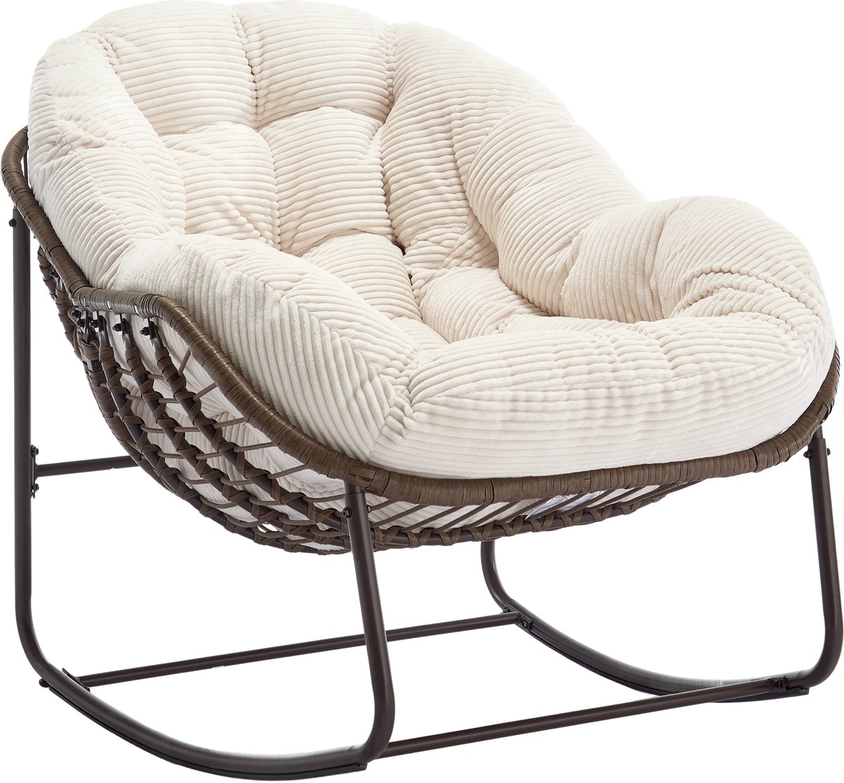Intebiki fauteuil - schommelstoel tuin buiten - loungestoel - rotan tuinstoel - geschikt voor balkons, gangen, tuinen, achtertuinen en patio's - beige