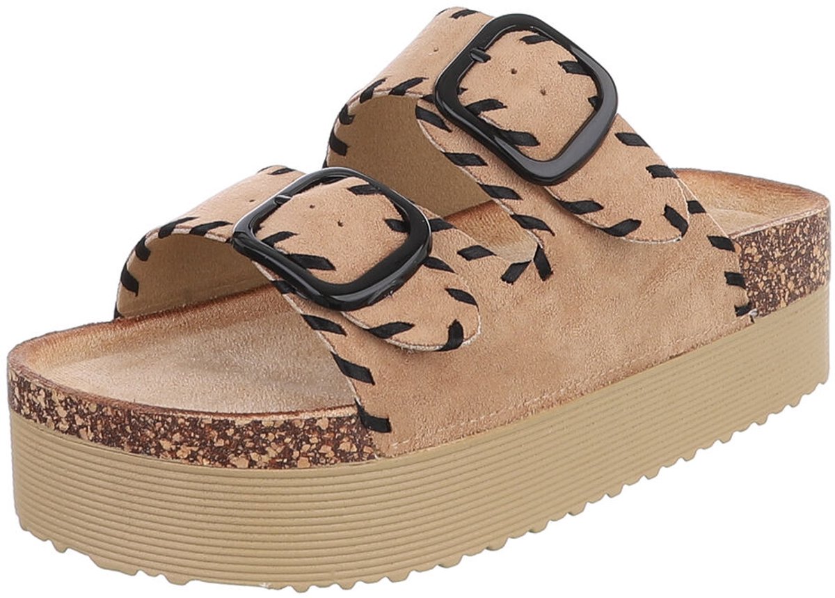 Plateau slippers - verstelbare gespen - dames Mt:36