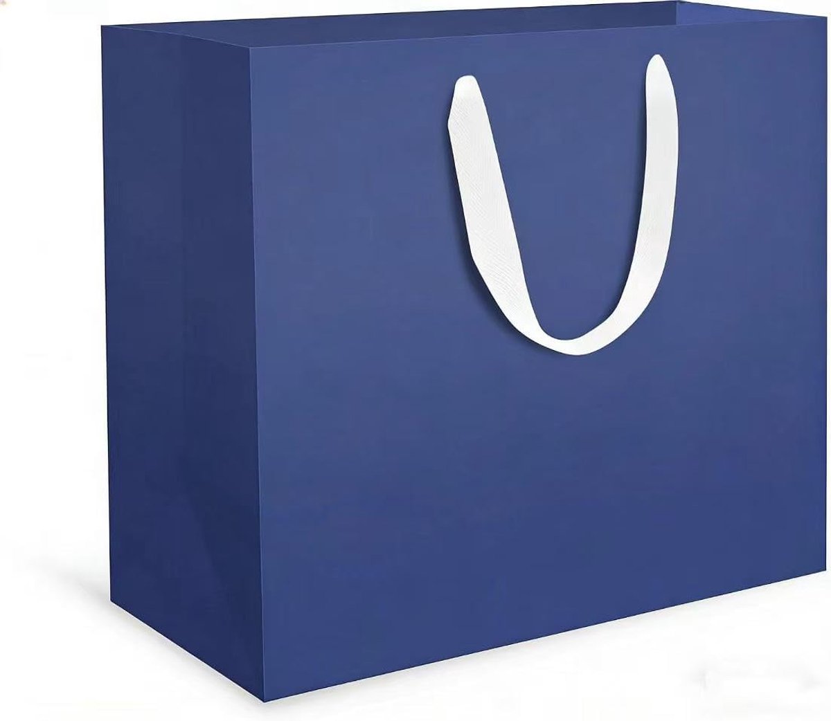SnelShoppen - 10 Stuks Blauwe Geschenktassen - 250gsm Papieren Tassen met Handvat - Gemaakt van Kraftpapier - Grote Maat 32x11.5x25cm - Ideaal voor Fe