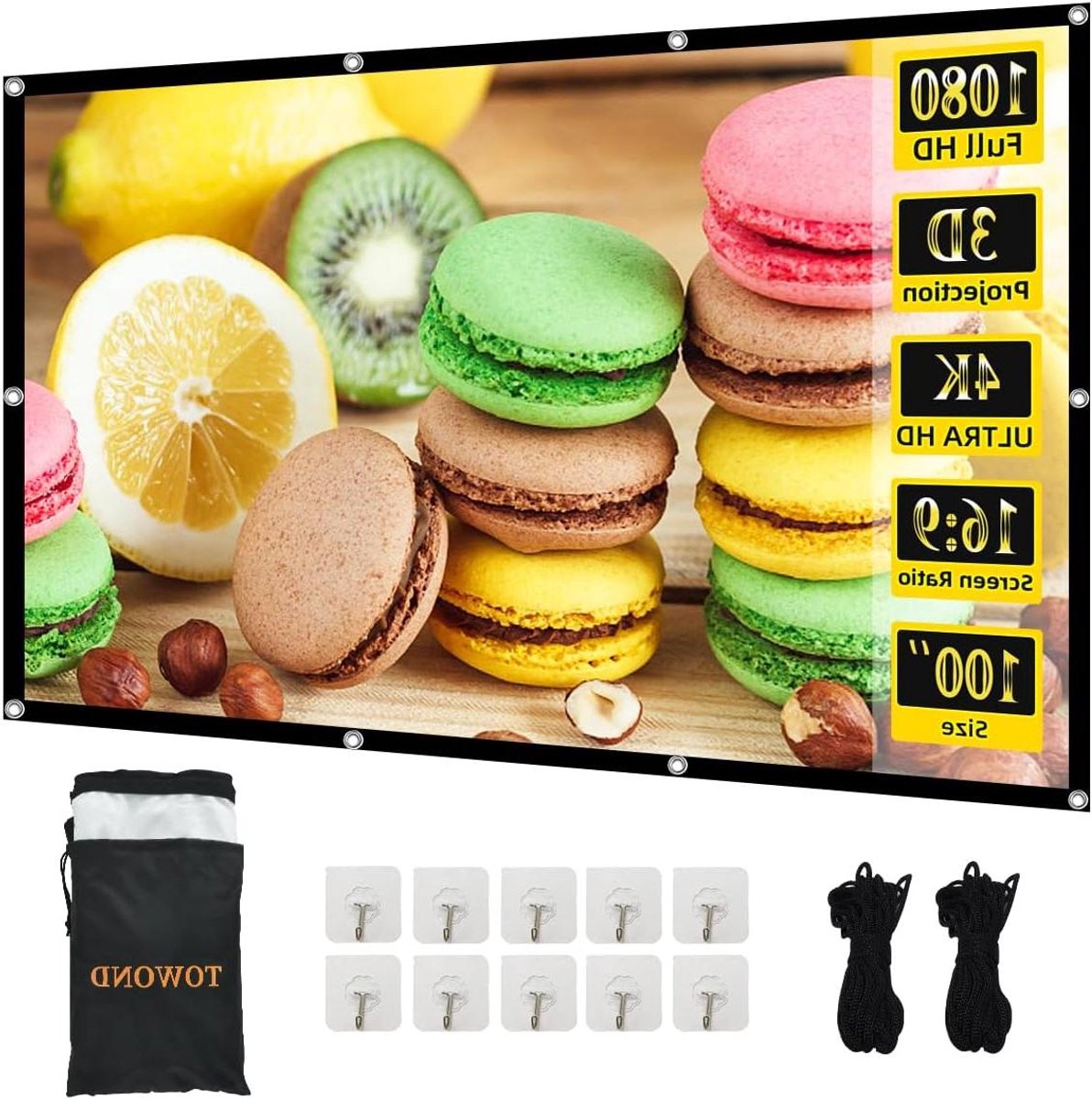 Projectiescherm - Beamerdoek - Thuisbioscoop Creëren - Kreukvrij Polyester - 100 inch - Wit