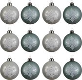 Glas Kerstballen Sneeuwvlok Box 12 Stuks Eucalyptus White