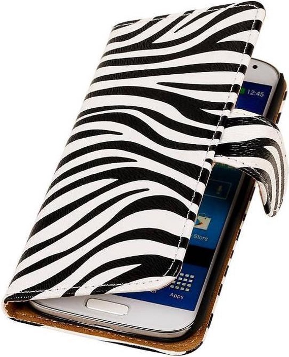 Zebra Bookstyle Wallet Case Hoesje Geschikt voor Samsung Galaxy Grand Neo i9060 Wit
