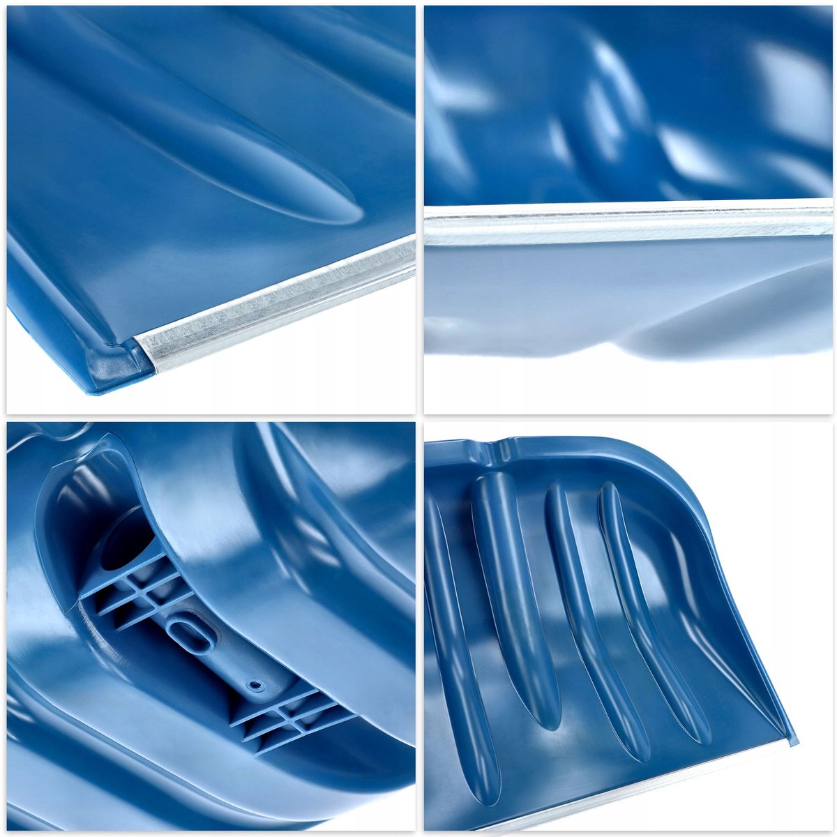 KADAX sneeuwschop, 49 cm breed, sneeuwschop zonder steel, sneeuwschop, plastic sneeuwschop, sneeuwschop (2, Blauw met metalen rand)