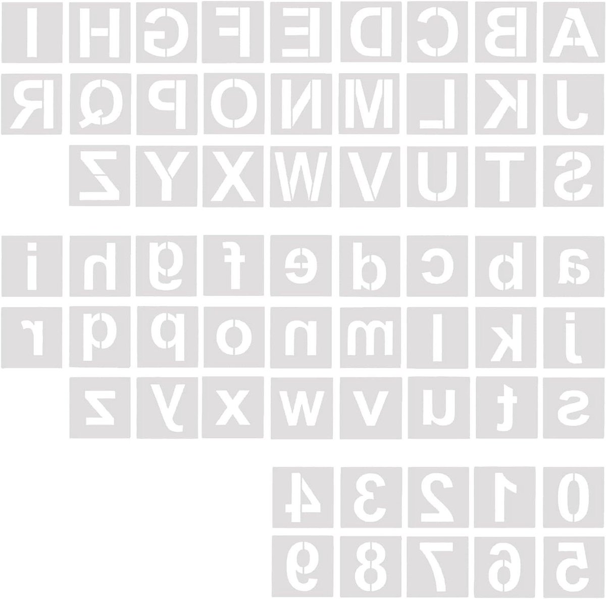 Herbruikbare plastic letternummersjablonen - 62 stuks - voor kunst en knutselen (7 inch)