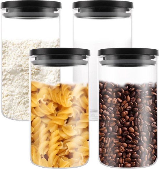 Set van 12 glazen voorraadpotten met houten deksel - 280 ml kruidenpotjes voor een Set van 12 glazen voorraadpotten met houten deksel - 280 ml kruidenpotjes voor een