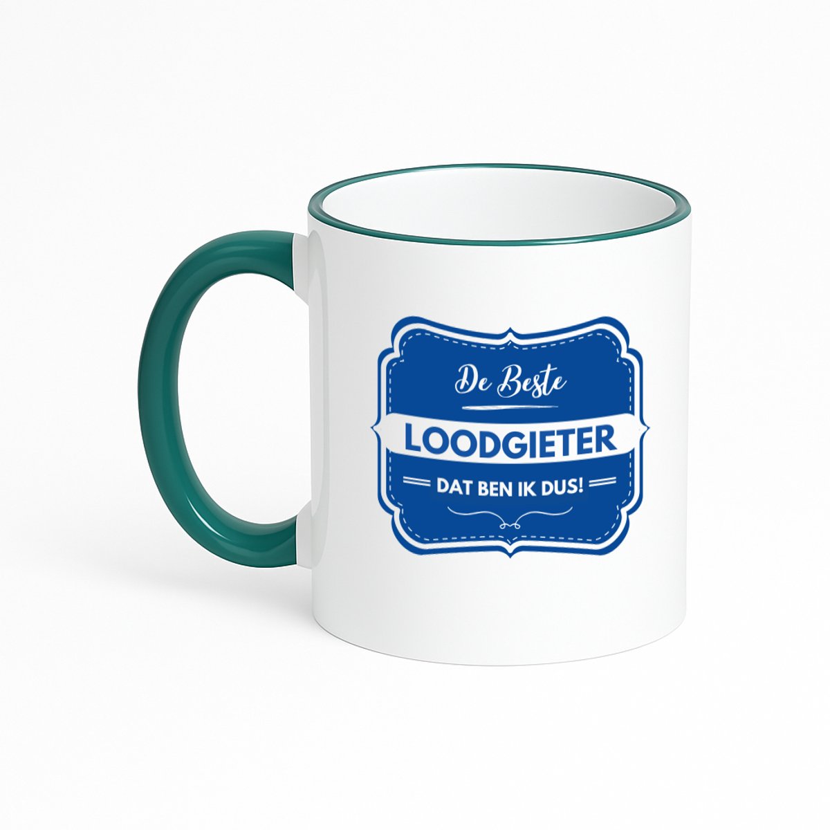 Hacebo® - De beste loodgieter koffiebeker met gekleurde rand donker groen - Loodgieter - loodgieters - thee mok - koffie beker - werk - afscheidscadeau - verjaardagscadeau - kado - koffiemok - 330 ML