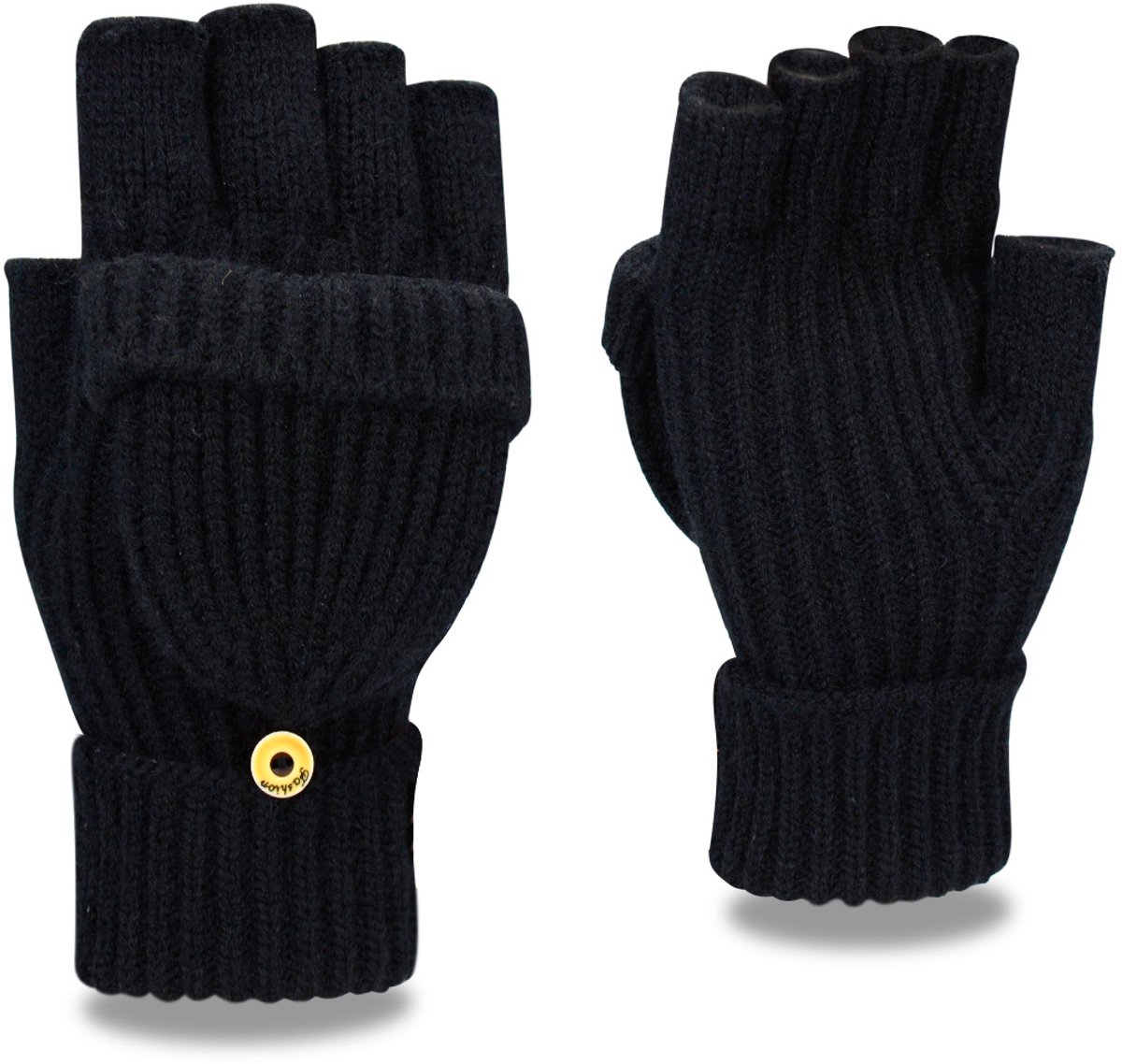 Winterhandschoenen zonder vingers voor heren en dames, warme gebreide omvormbare handschoenen met kleppen