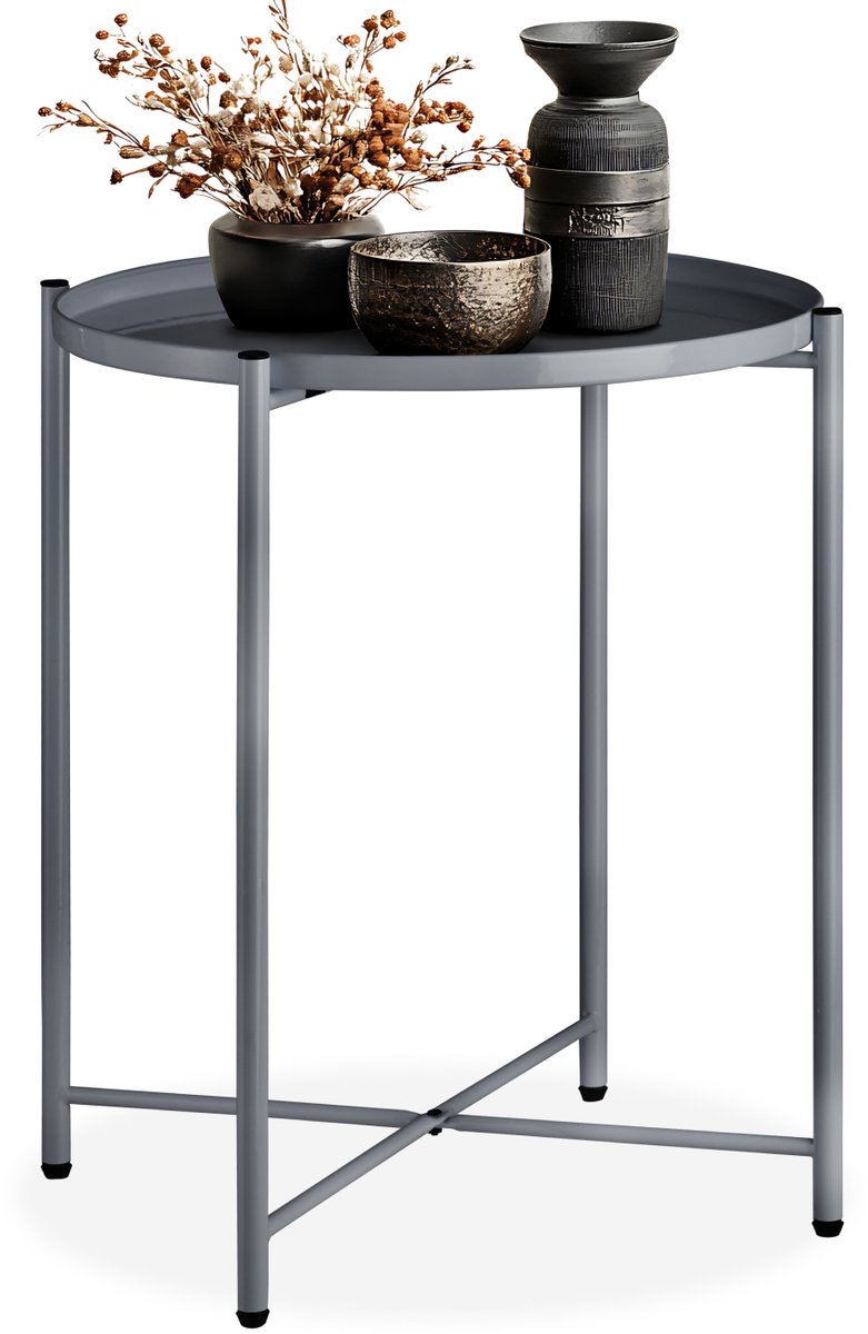 tectake® - Bijzettafel - Kleine salontafel - donkergrijs - 45,5x45,5x53cm, maximale draagkracht 30kg - 404186