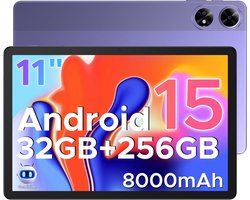 DOOGEE Tab G6+-Tablet-Android 15-11 inth FHD+ 90Hz- 4G LTE-32GB ROM+256GB ROM(2TB TF)-Unisoc T7280-8000mAh/18W-Dubbele luidsprekers-Widevine L1-Face ID-Paars