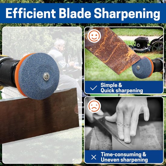 Merkloos 7-piece lawn mower blade sharpening tool set, universal wear-resistant lawn mower blade sharpener and lawn mower blade balancer, Geschikt voor lawn mower dull blade sharpener for electric drills and hand drills — afbeelding 5