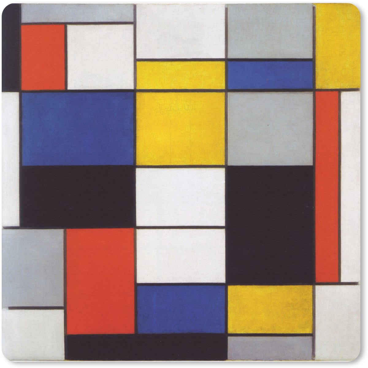 Muismat - Mousepad - Compositie A - Piet Mondriaan - 30x30 cm - Muismatten