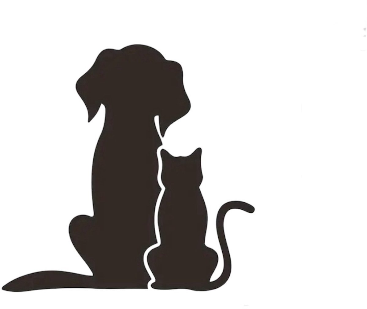 GoedeDoelen.Shop | Wandsticker Cat Dog | Muursticker | Afmeting 26,5 x 27 CM | Sticker Met Hond En Kat | Wandversiering | Sticker