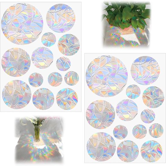 Raam Sticker Rand Rainbow Raamsticker - 26 Stuks Ronde Prisma Raamstickers - Anti ...