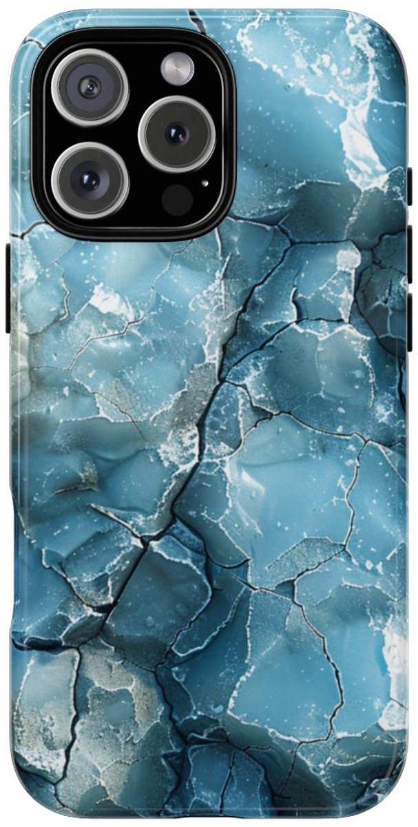 IJzige Fractalstructuur met Grunge – Telefoonhoesje Geschikt voor iPhone 16 Pro Max