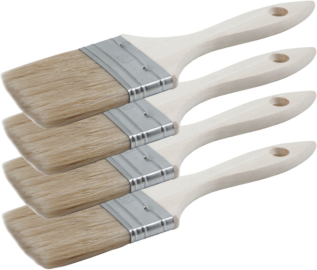 Sorex Verfkwasten - 4x - plat - 60 mm - kunststof - schilderen - voor alle soorten verf