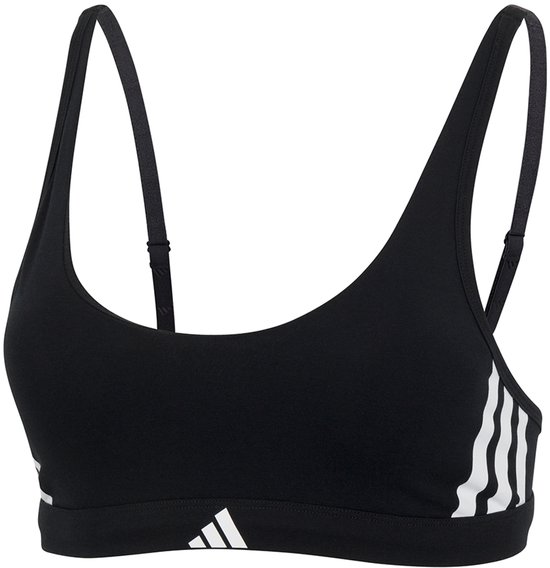 Adidas - SCOOP BRALETTE - Sport Active Essentials Cotton 3 Bandes - Soutiens-gorge Femme - Noir