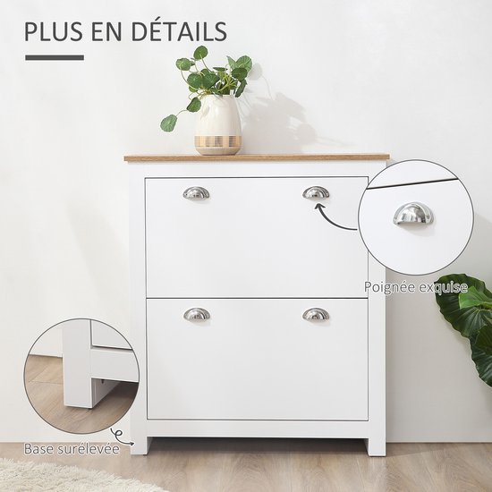 SoBuy FSR79-SCH Schoenenkast Met 4 Kleppen Schoenenrek Schoenenkipper Met 8 Planken