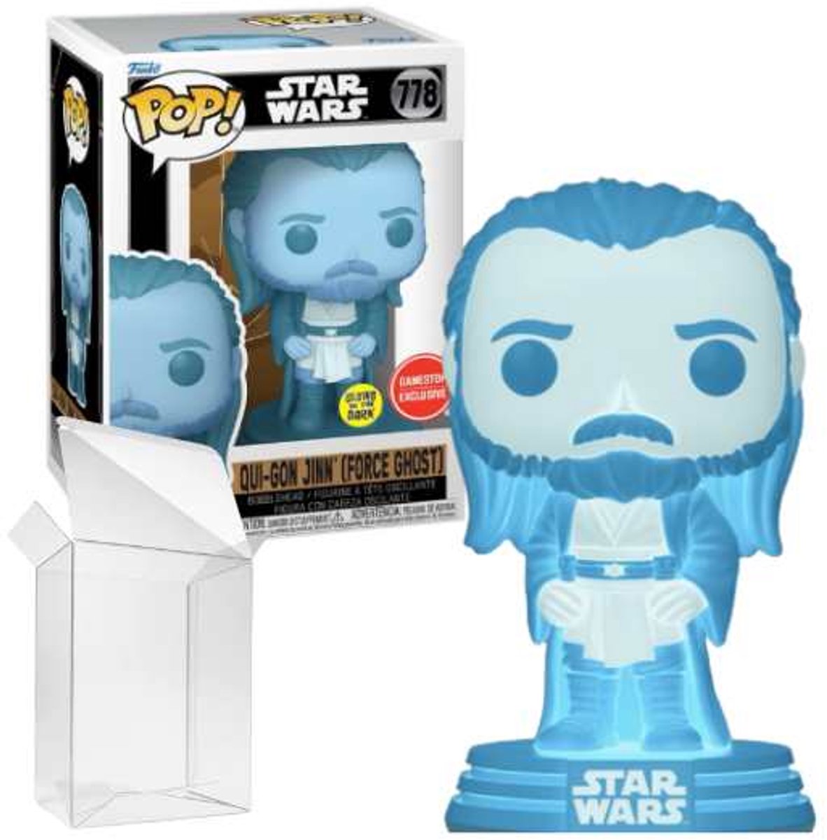 Funko Pop! Star Wars : Qui-Gon Jinn (Force Ghost) #778 Glows in the Dark GameStop Exclusive