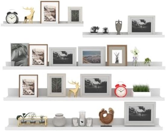Giftgarden Wandrek van composiethout, 90 cm, bruin, zwevende plank, voor woonkamer, keuken, slaapkamer of kantoor, set van 5 verschillende maten
