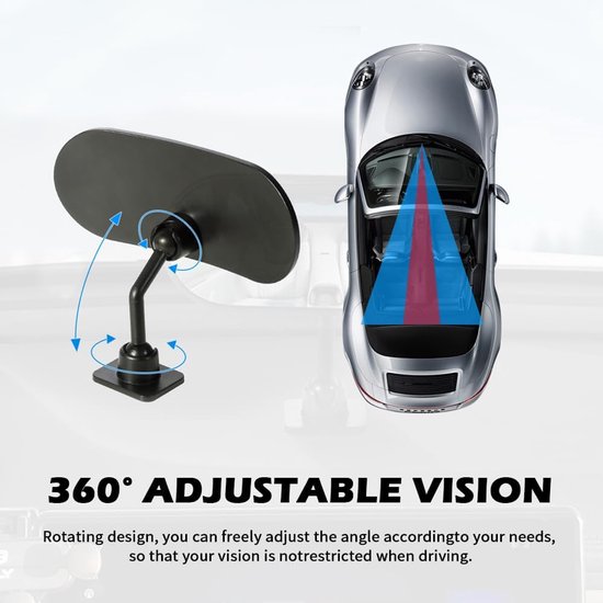 Kinderwagenspiegel - 360° verstelbare achteruitkijkspiegel - Biedt een breed zicht op de achterbank - Opklikbare/plakbare bolle spiegel - Babyspiegel voor in de auto - Spiegel voor zichtondersteuning van A3 Baby & Kids — afbeelding 2