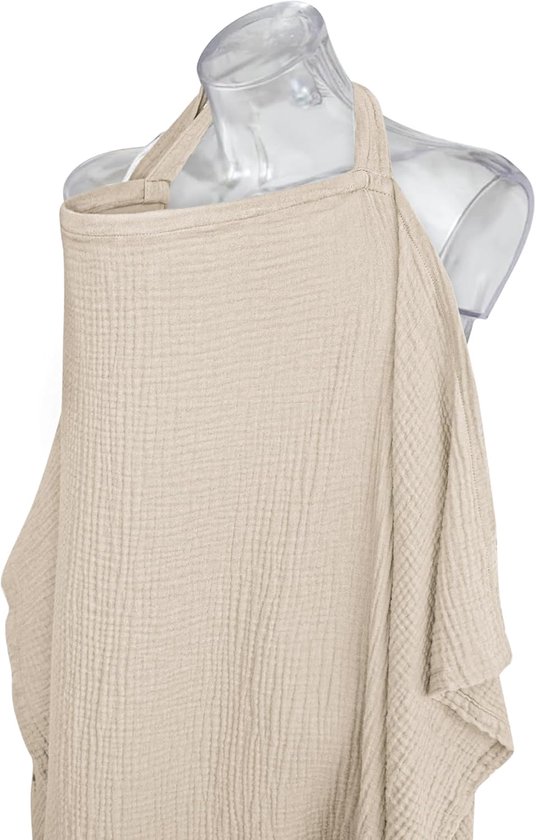 Joya Kids® Verstelbare Borstvoedingsdoek - Voedingsdoek - Uitwasbaar - Borstvoeding - Doek - Babydoek - Mousseline - Ademend - Beige van Joy — afbeelding 5