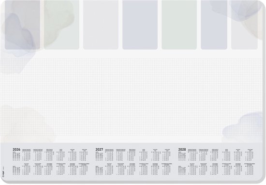 SIGEL HO301 papieren bureauonderlegger, ca. DIN A2, met actuele 3-jaarskalender, 30 vellen, gestippeld, met afgeronde hoeken, vegan, gemaakt van duurzaam papier