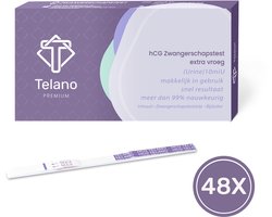 Telano Zwangerschapstest Extra Vroeg Premium 48 stuks Dipstick 6 Dagen Eerder - Zwangerschapstesten Strip Extra Gevoelig - Extra Brede Strip van 5mm