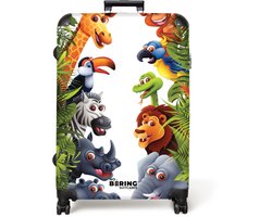 NoBoringSuitcases.com NoBoringSuitcases.com® - Koffer groot - Reiskoffer lichtgewicht - Dieren - Groen - Jungle - Kinderen - Rolkoffer met 4 wielen - 98 liter bagage