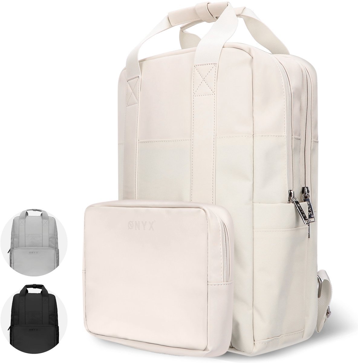 LARKSON Janne Small Rugzak voor dames en heren, rolltop, rugzak met laptopvak voor universiteit, werk, reizen en fiets, kleine rugzak, waterafstotend, zwart, S
