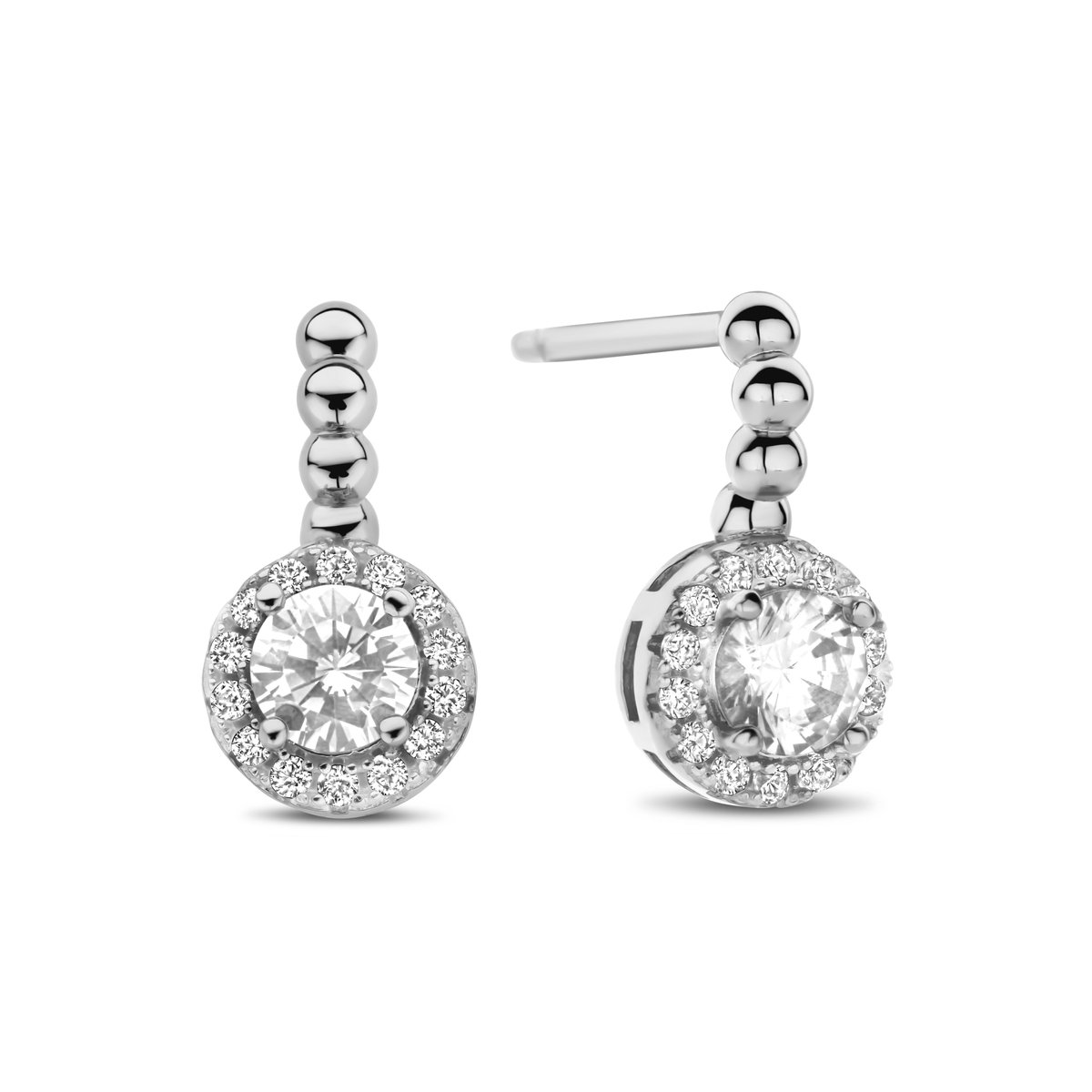 New Bling - 9NB-1449 - zilveren oorbelknopjes met zirkonia steen - 925 sterling silver - rhodium plated
