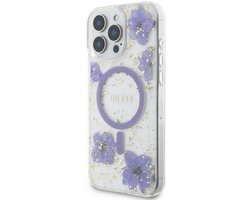 Guess - Backcover - iPhone 16 Pro Max - Magsafe - Resin Flowers Design - Paars