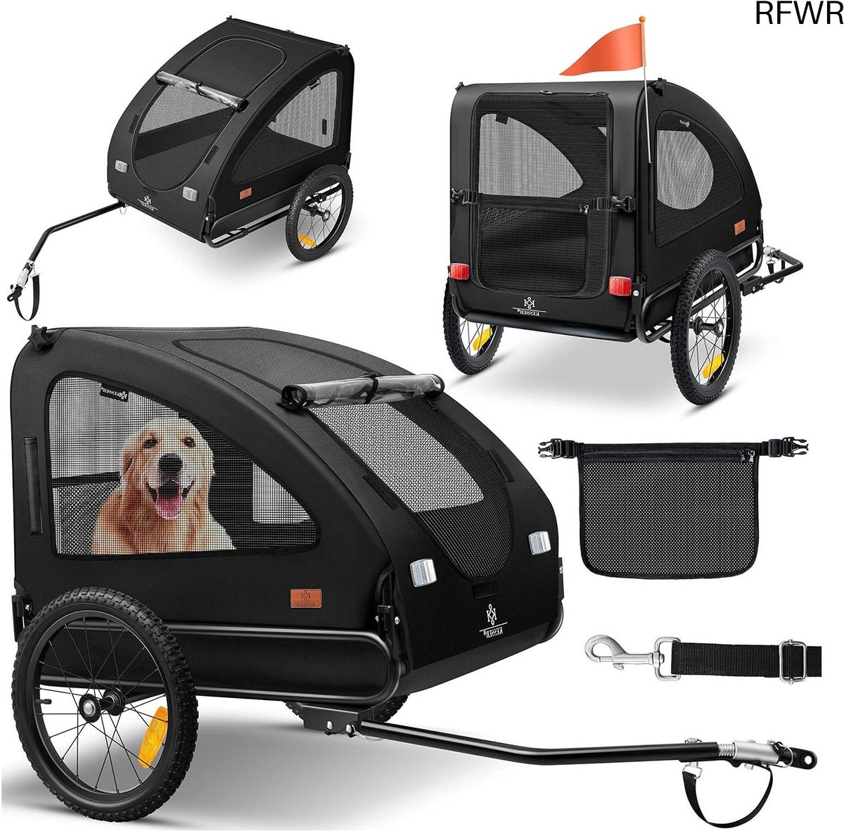 RFWR® Hondenbuggy 2in1 Fietskar voor Honden - Max. Belastbaarheid 45kg, Ruimtelijk en Veilig