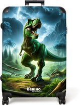 NoBoringSuitcases.com® - Grande valise - Valise de voyage légère - Dinosaure vert dans la jungle - Trolley 4 roues - Grand trolley XL - 98 litres de bagages