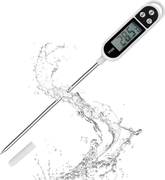 Keukenthermometer met LCD-scherm - met lange sonde - hoge nauwkeurigheid - digitale thermometer - kookthermometer met directe aflezing - voor grillen, olie, vlees, voedsel, melk, wijn en heet water