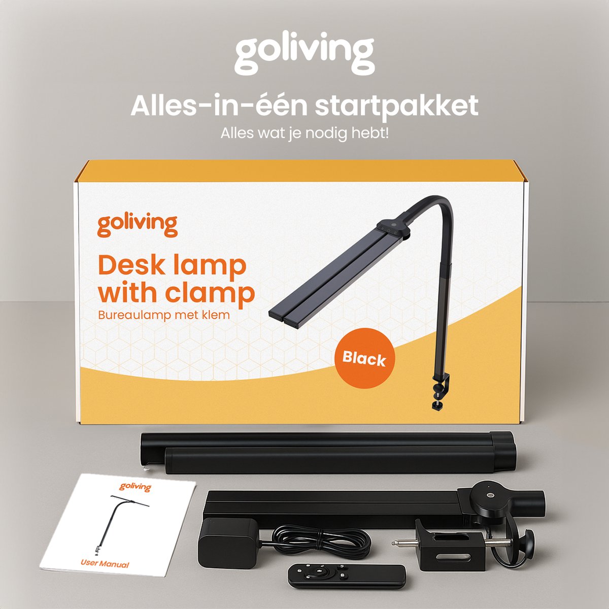 Goliving Bureaulamp met Klem XL - 78 CM - LED Dimbaar met Afstandsbediening - Klemlamp - Tafellamp - Leeslamp - Flexibel - Ledlamp - Touch Bediening - Softclose - Zwart thumbnail 3