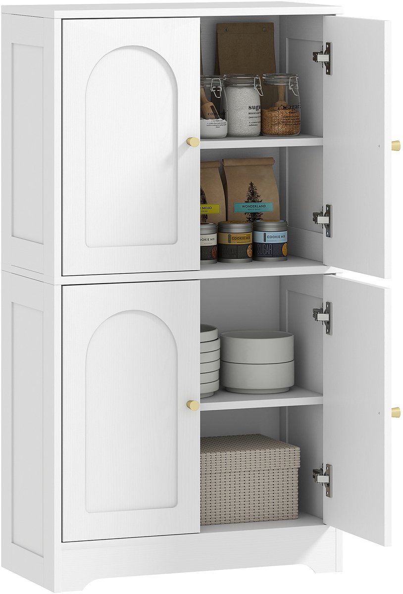 HOMCOM-Keukenkast-60x30x110cm-Spaanplaat-Wit
