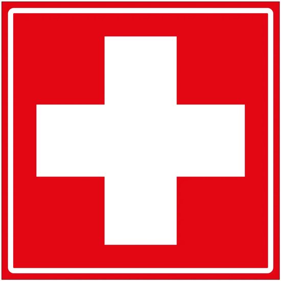 Rood met wit kruis bord - Sign Again - 10 x 10 cm | bol