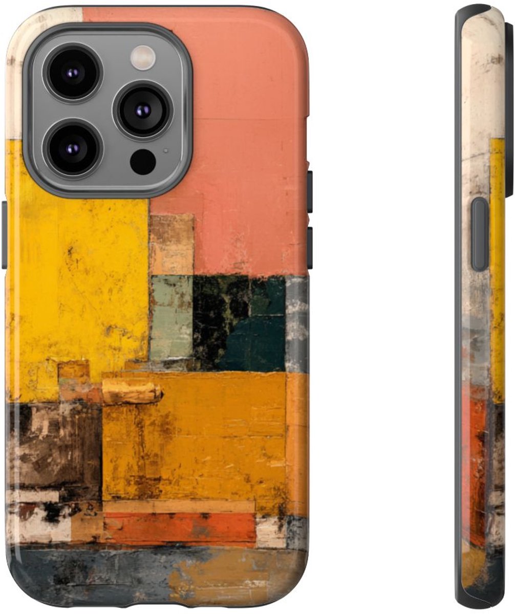 Abstracte Geometrische Kleurenblokken – Telefoonhoesje Geschikt voor iPhone 14 Pro
