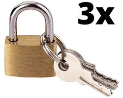 Hangslot 3 stuks - Kofferslot - 3 STUKS - Sloten - Sleutelslot - Hangsloten - Slot met Sleutel - Kofferslot - Cijferslot - Reisslot - Slot - Hangslot Koffer - Slot Voor Koffer - Slot bagage - Bagageslot - Koffer Slotje - Hangslot