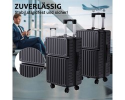 Merkloos Bagageset,Tweedelige koffer - 20/24 inch, innovatief ontwerp met opening aan de voorkant, ABS-materiaal, TSA-slot, 360° universele wielen, familiereiskoffer,…