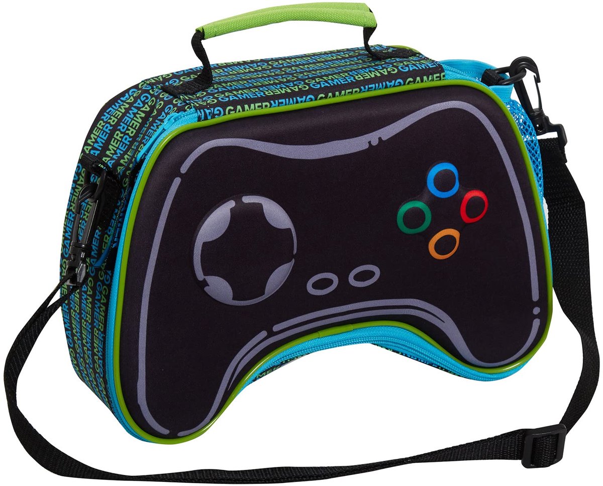 Epic Gamer lunchtas voor kinderen, lunchbox met 3D-gamingcontroller voor school, reizen, geïsoleerde lunchtas met bekerhouder