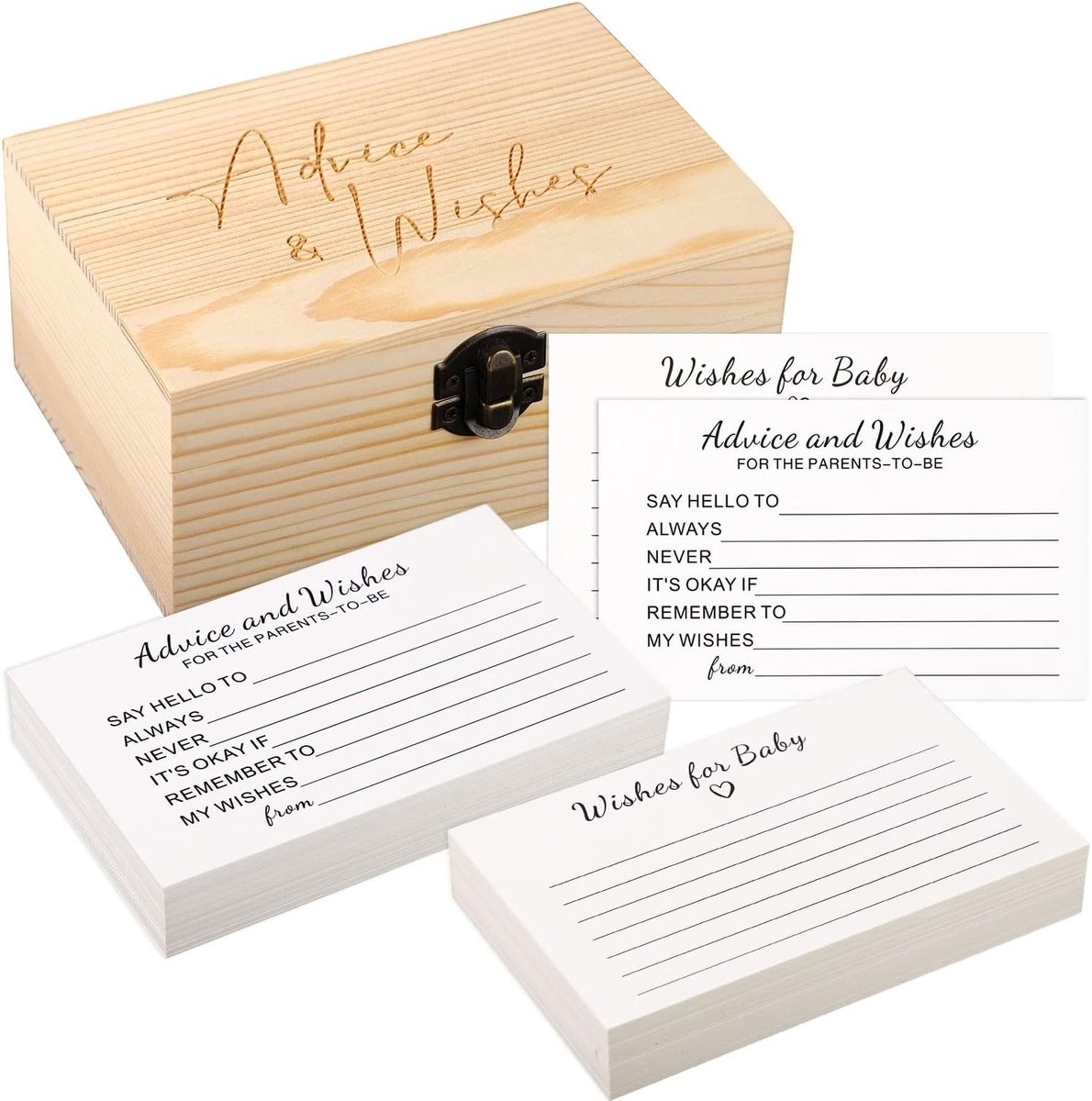 Image of 50st Baby Shower Advieskaarten - Wensendoos - Babyvoorspellingskaarten - Herinneringsdoos voor Baby Shower Spellen Activiteiten Decoraties - Raadspel