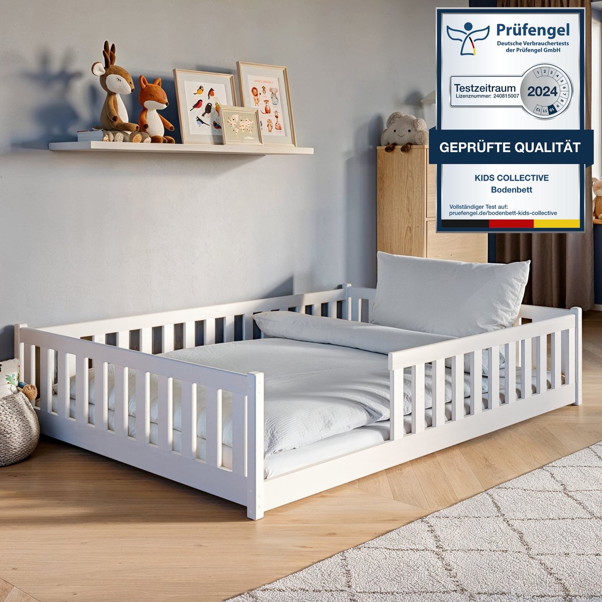 Kinderbed Voetbaldoel 70x140 Cm Wit Eenpersoonsbed Voor Kinderen Houten Bed Met Lattenbodem Doelnet Ml Design