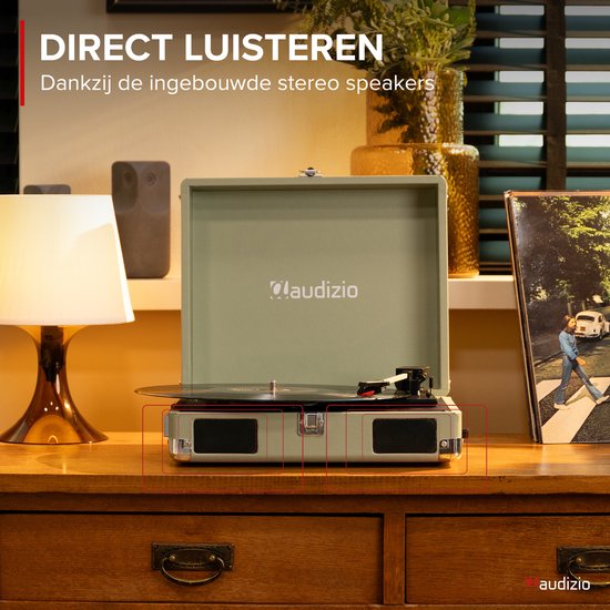 Platenspeler met speakers - Audizio RP111G - Retro platenspeler - LP speler - Model 2025 - Groen — afbeelding 3