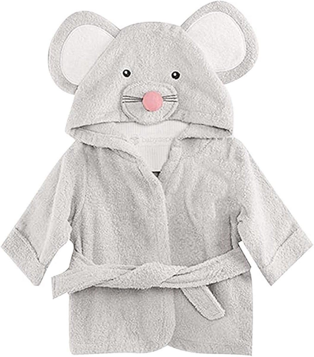 Muizen Baby Badjasje – 100% Katoen – Grijs – 0-12 maanden